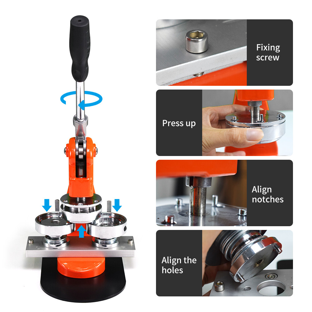 Button Maker DIY Badge Punch Press Machine+100pcs components buttons 37/58mm US
