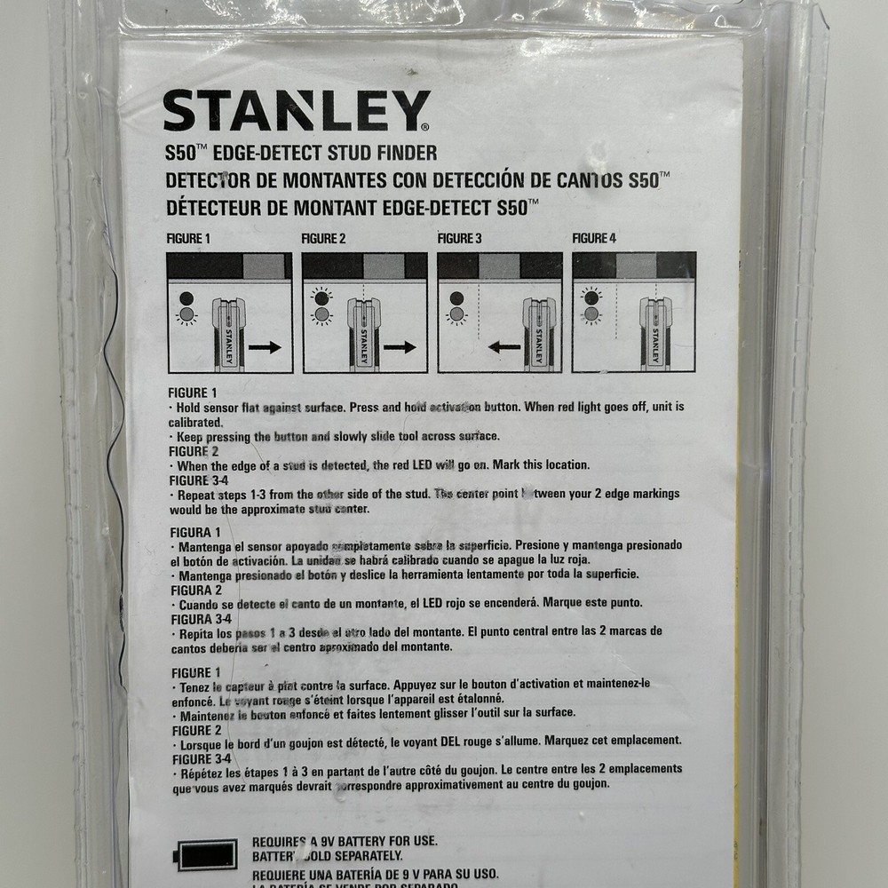 STANLEY S50 Stud Sensor: 3/4", 77-050 New Open Box