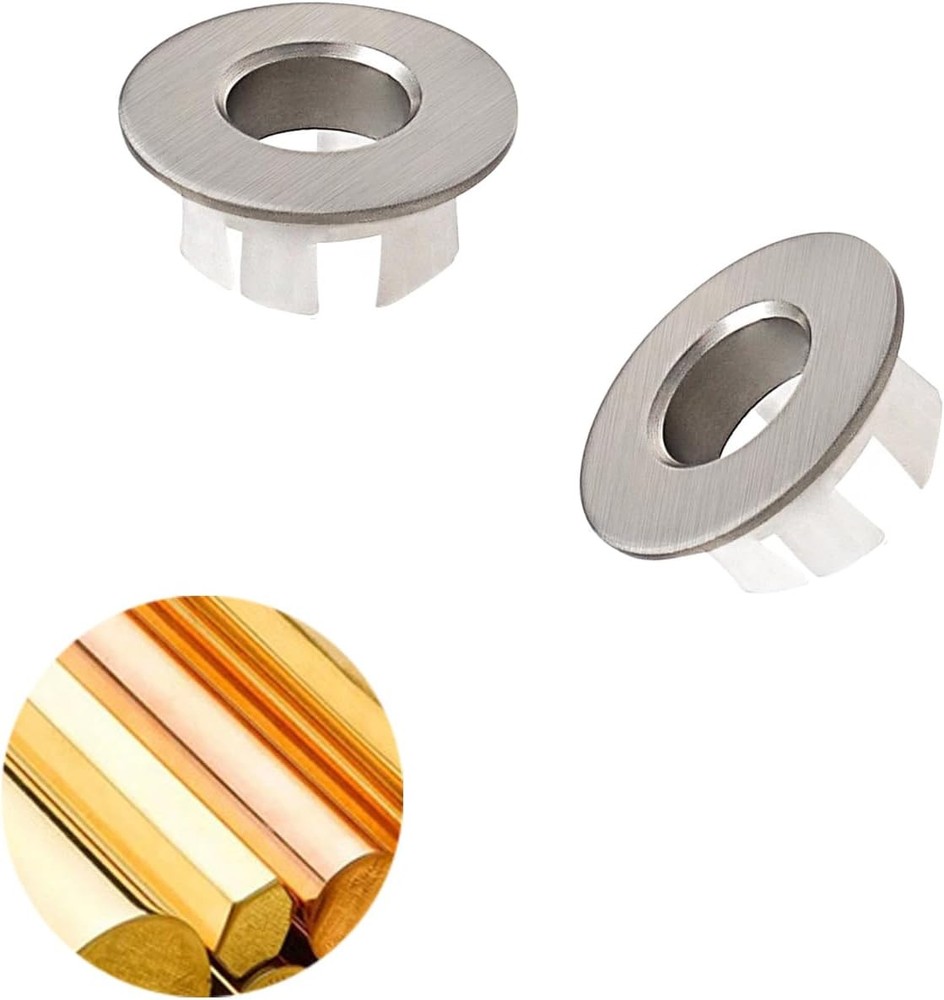 2 Pcs Sink Overflow Ring Brushed Nickel Bathroom Vanity Silvery