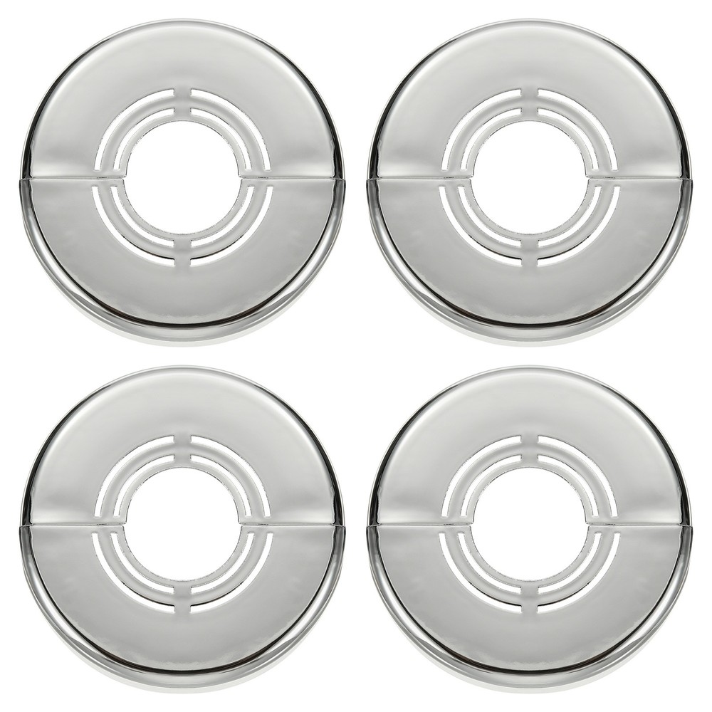 4pcs Wall Split Flange 0.39" Plastic Round Split Flange Pipe Cover, Silver