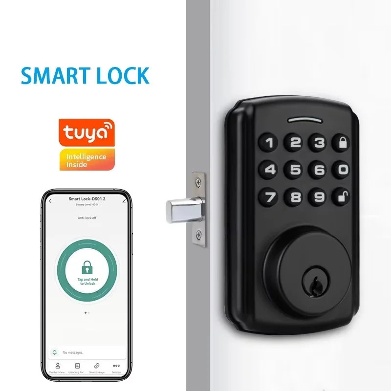 Tuya Bluetooth Smart Deadbolt Lock With Passcode Keys For Front Door