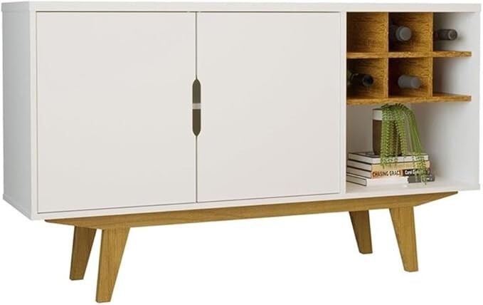 White Sideboard Buffet – Wine Storage, Cabinet & Modern Mid-Century Console