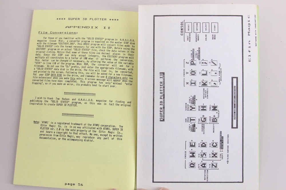 Atari Elfin Magic Super 3D Plotter II Program Randolph Constan 1985