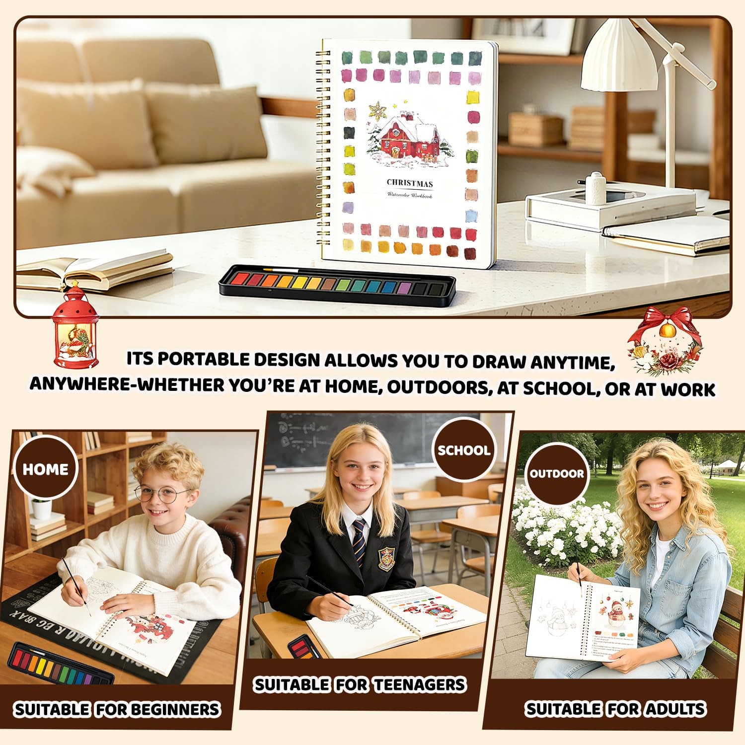 Watercolor Workbook for Beginners - Complete Watercolor Painting Kit with 12 ...