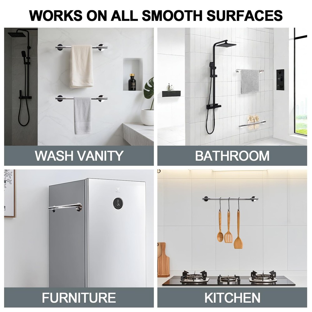 Adhesive Command Strip Towel Rack for Bathroom,16" Chrome Rustproof Towel Hol...