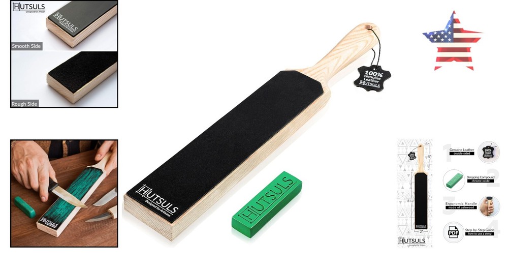 Double Sided Leather Strop Paddle Kit - Razor-Sharp Edges, Ergonomic Handle, ...