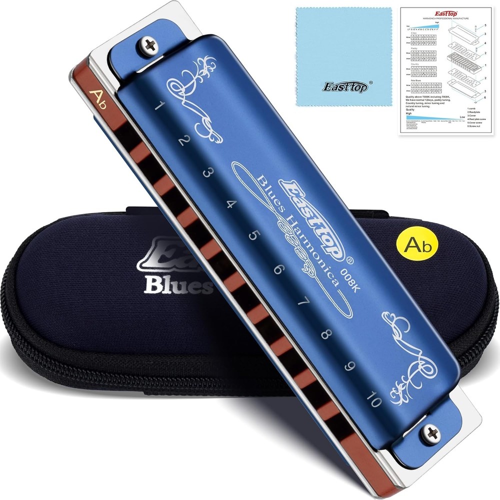 Professional Diatonic Harmonica in Ab Key with Blue Case