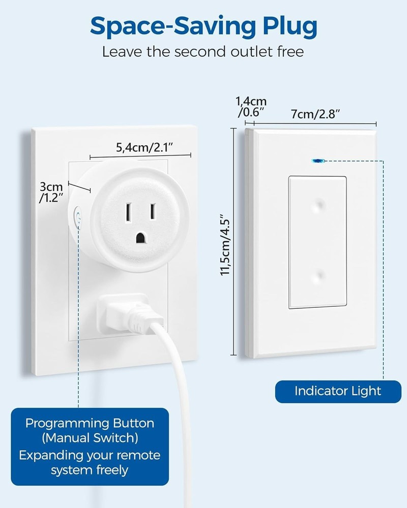 Remote Control Outlet, Wireless Light Switch, Remote Light Switch Kit, 100ft RF
