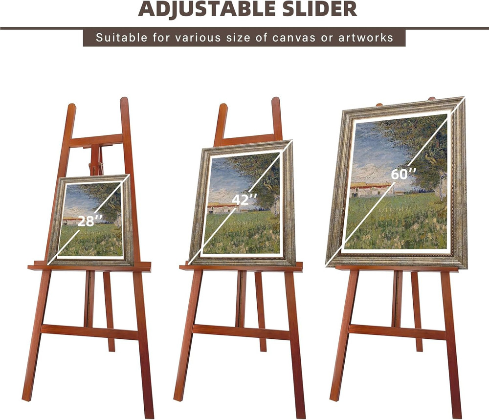 Adjustable Walnut A-Frame Easel for Canvas & Wedding Displays, Solid Wood
