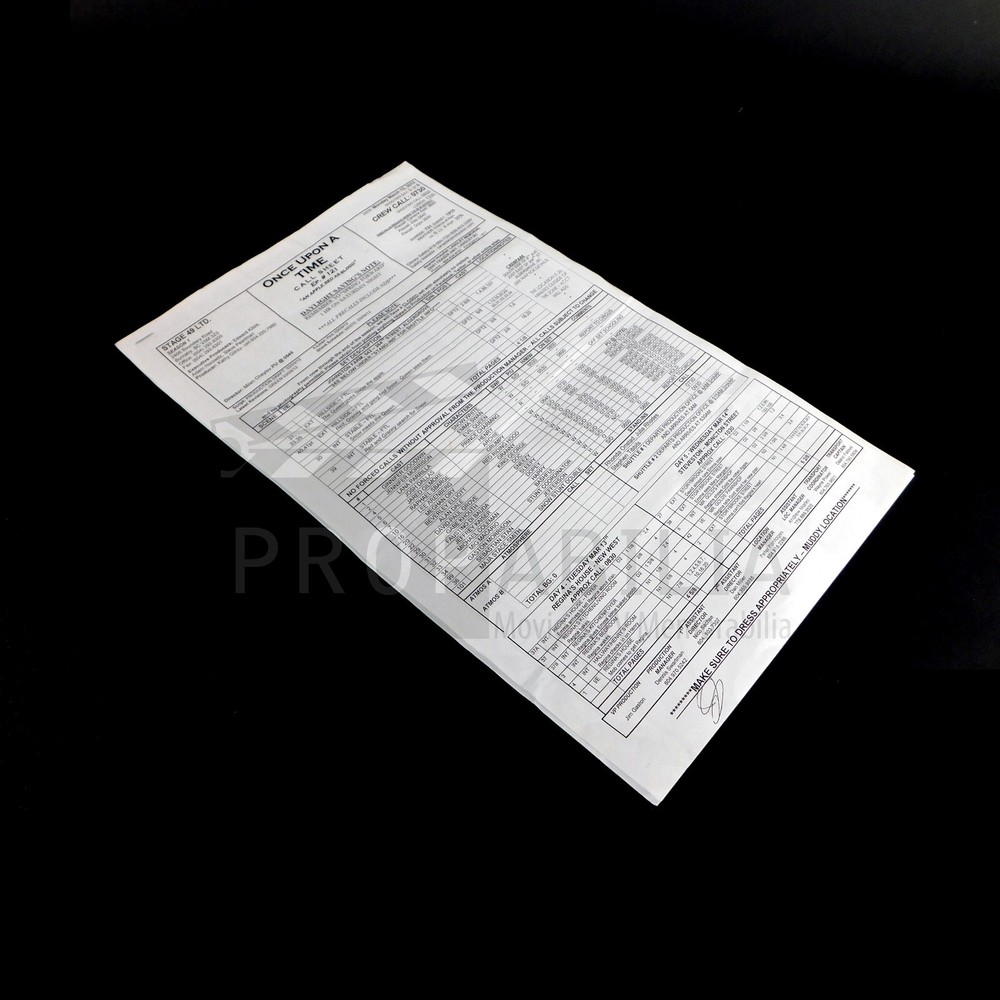 ONCE UPON A TIME Call Sheet + Map S01E21 Original Prop (3902-8177)