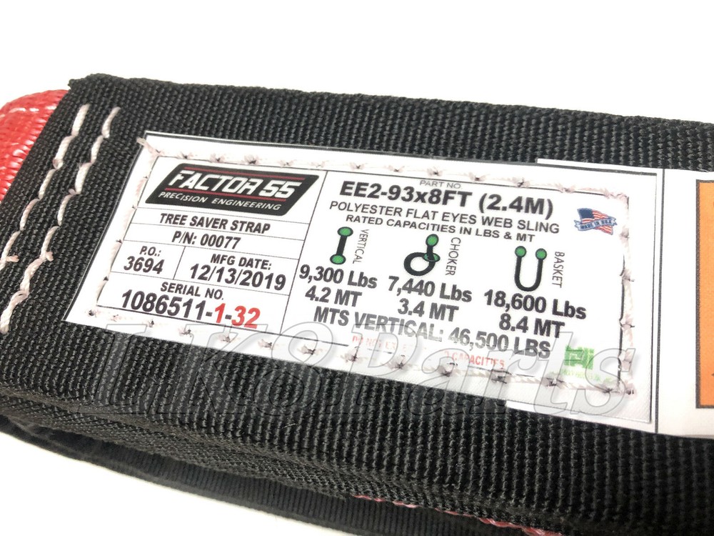 Factor 55 Tree Saver Strap 8 Foot 3 Inch Black/Red 00077