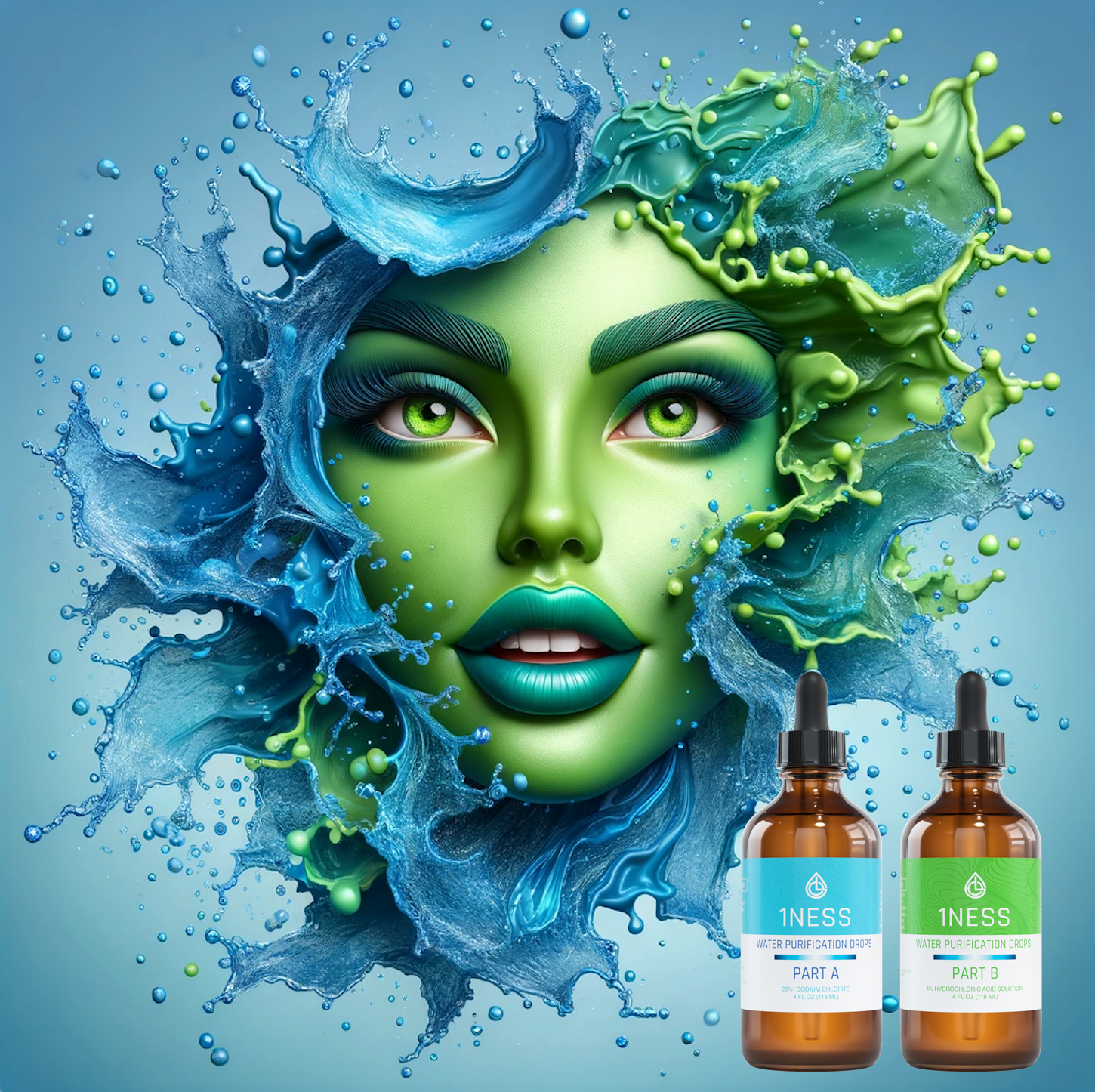 1ness Water Treatment Drops - Glass Bottles - 4oz Kit (HCLKit)