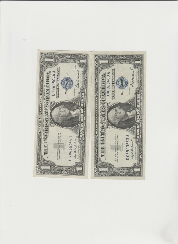 2 Lightly Circulated 1957 Silver Certificate