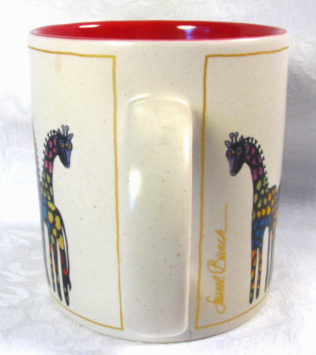 Laurel Burch Coffee Mug Wine Things Unltd Sonoma 2004 Rainbow Family of Giraffes