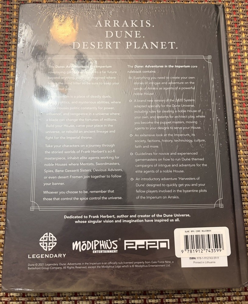 New - DUNE: Adventures in the Imperium RPG Core Rules AND GM Toolkit Modiphius