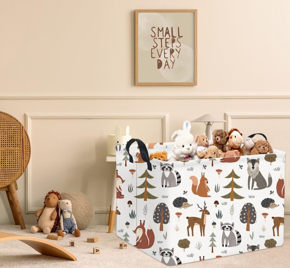 Rectangular Kids Storage Bin Animal Gift Basket Toy Organizer Shelf Decor