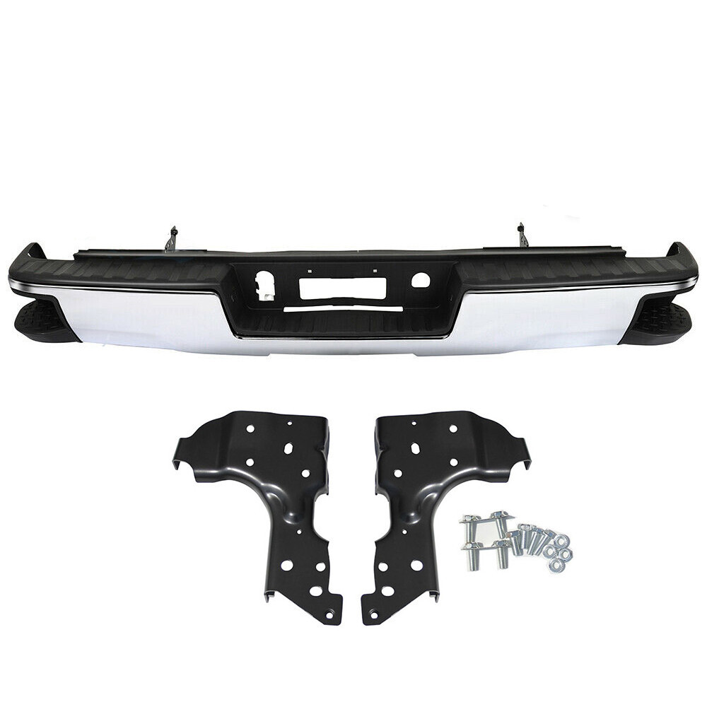 Chrome Rear Step Bumper Assembly For Chevy Silverado GMC Sierra 1500 2014-2018