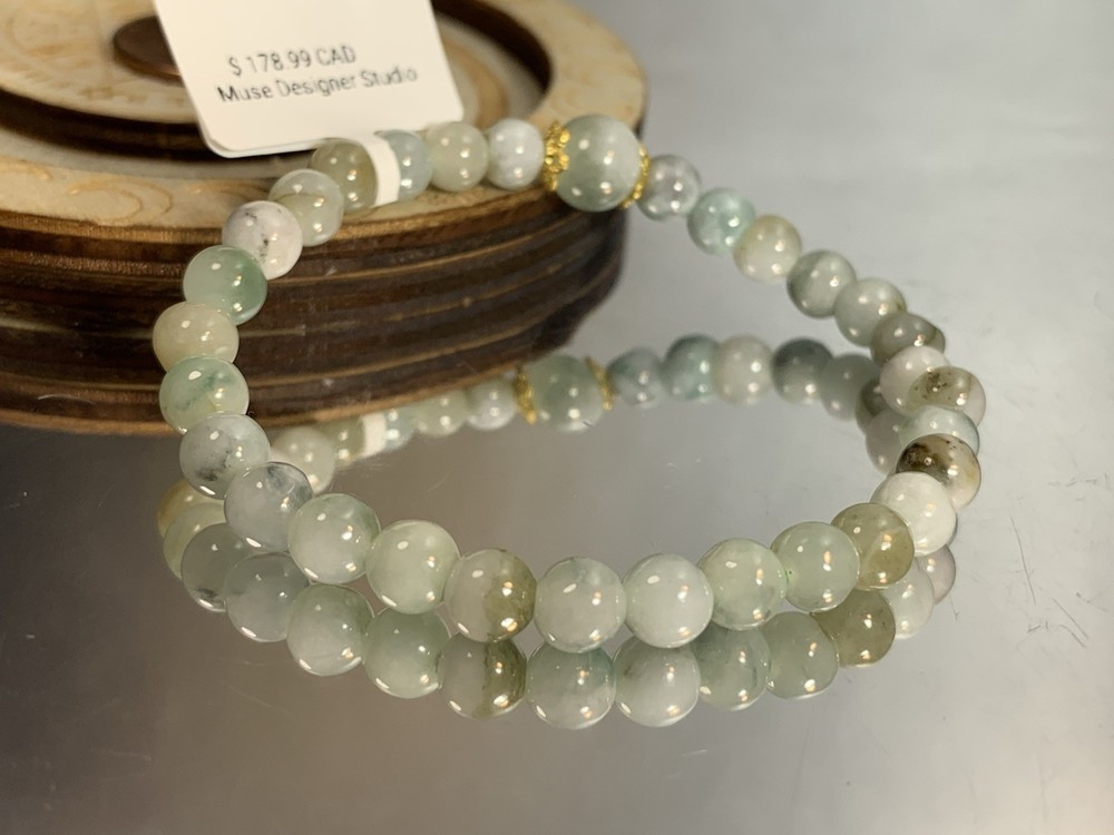 Authentic Natural Burmese Jade Jadeite Bead Bracelet