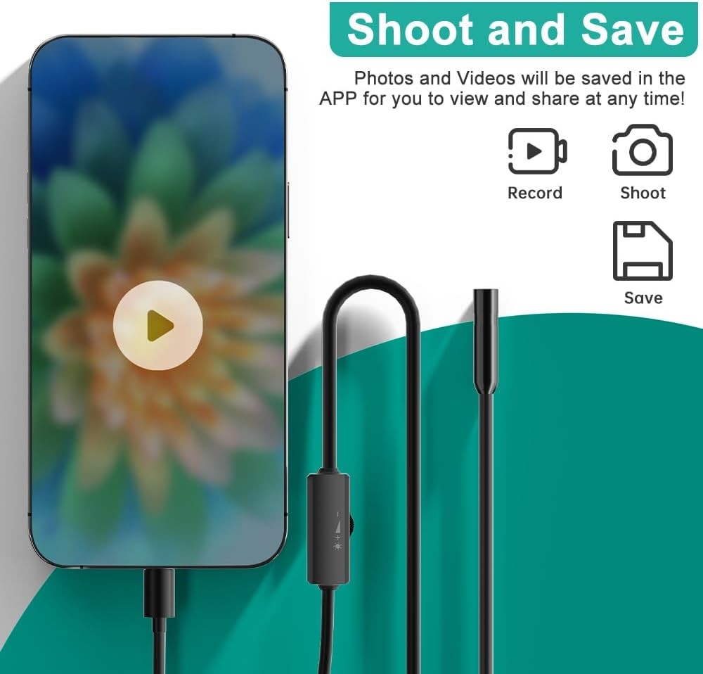 Endoscope with Light,1080P HD Borescope Camera 8 Adjustable LED black