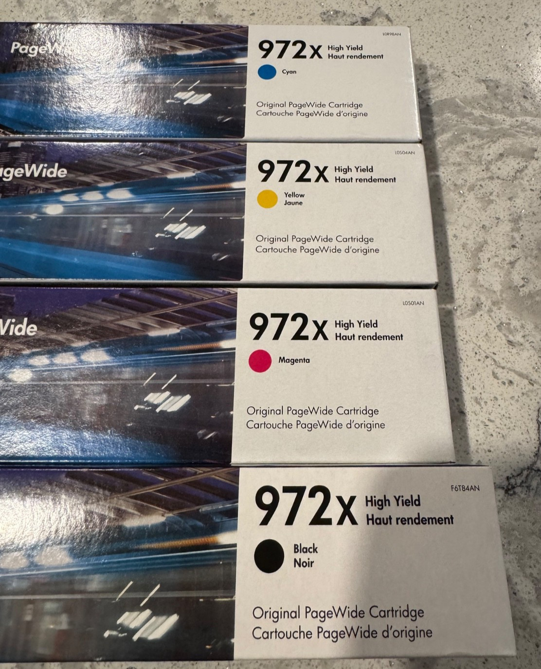 LOT OF 4: HP 972X High Yield Cartridge Full Set- BRAND NEW
