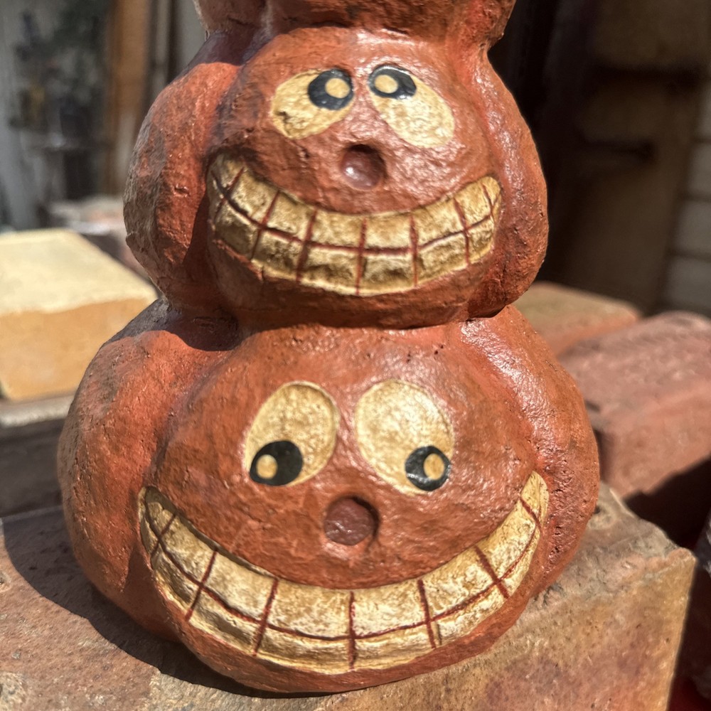 Jack O Lanterns Pumpkins Stack Handmade Resin 8.5” Paper Composite