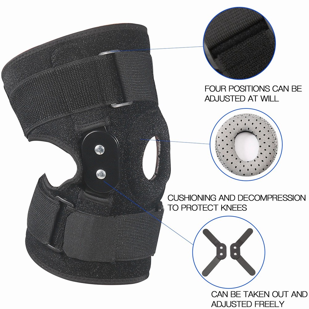 Knee Brace Hinged Compression Sleeve Joint Support Open Patella Stabilizer Wrap