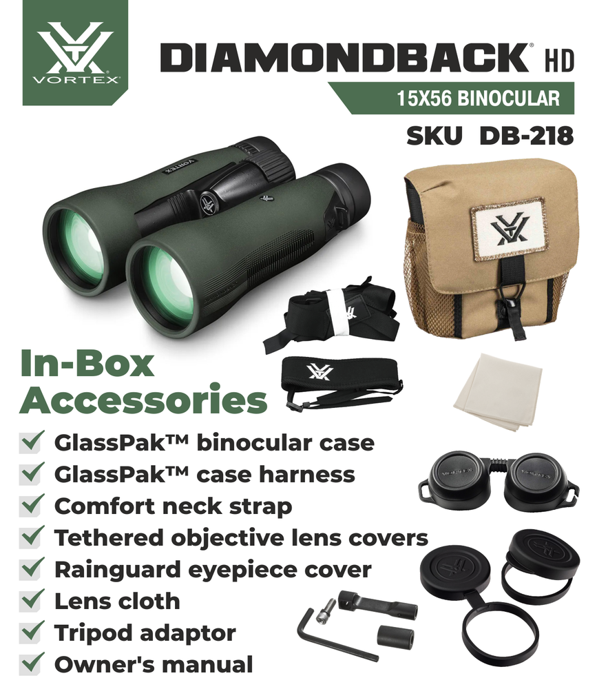 Vortex Optics Diamondback HD 15x56 Binocular with Free Camo Forest Hat Bundle