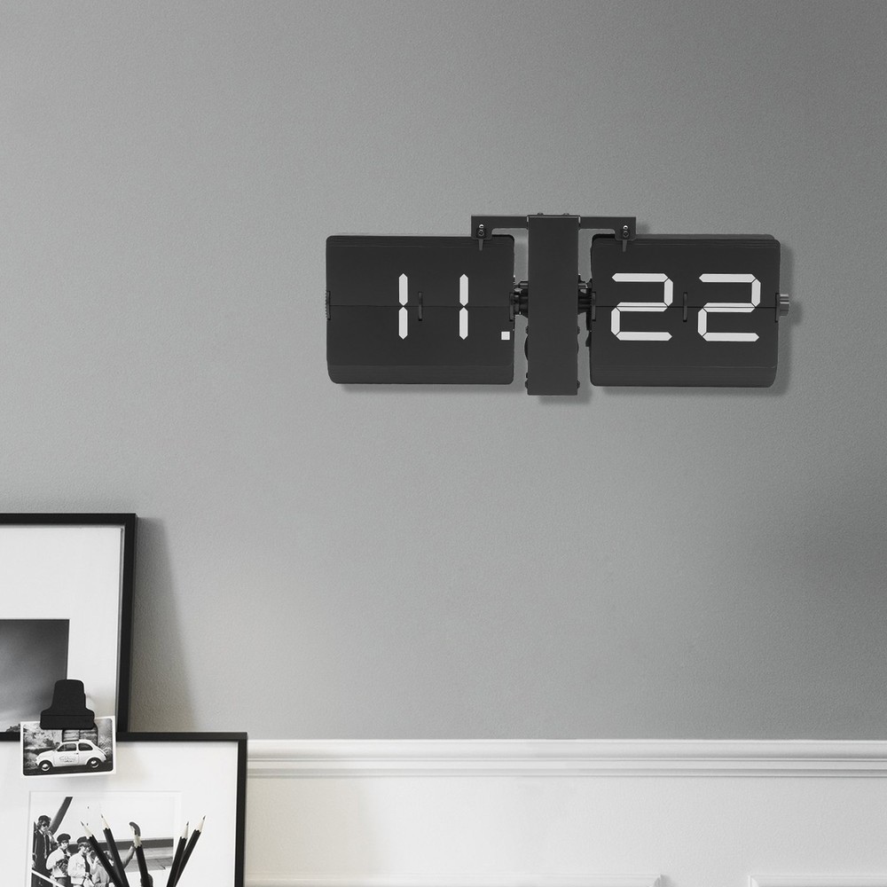 Flip Clock Wall Timer Retro Clock Analog Clock Office Decor Minimalist black