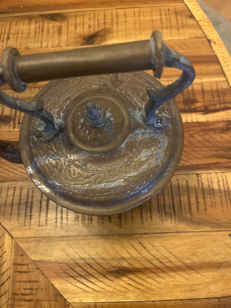 Beautiful antique Brass engraved tea pot