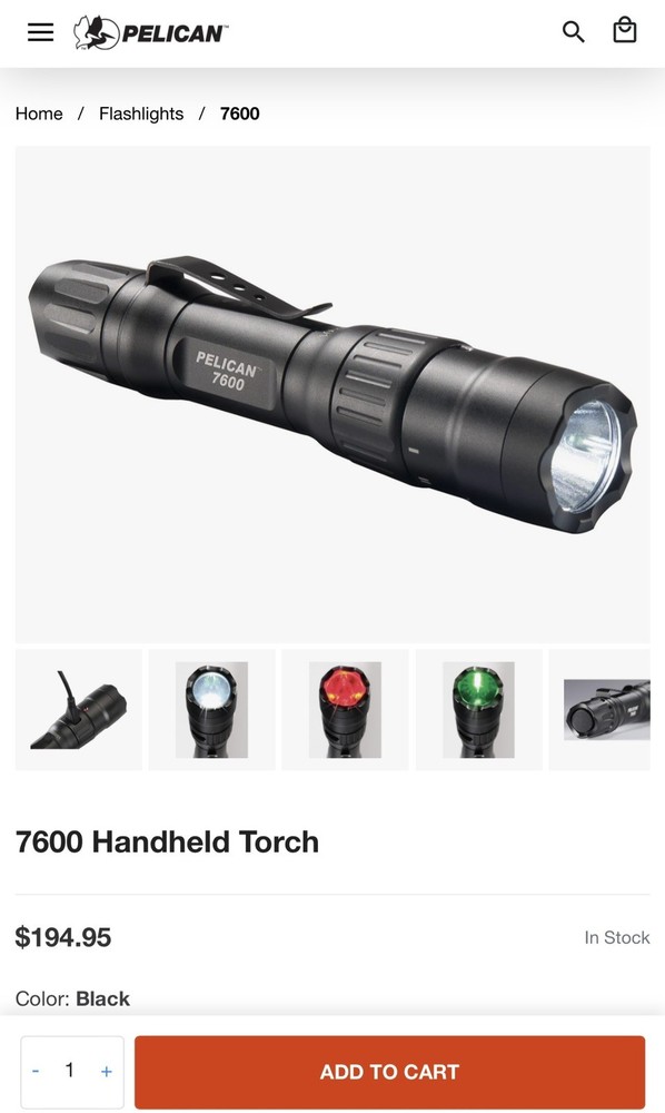 Pelican 7600 Tri-Colour LED Handheld Torch
