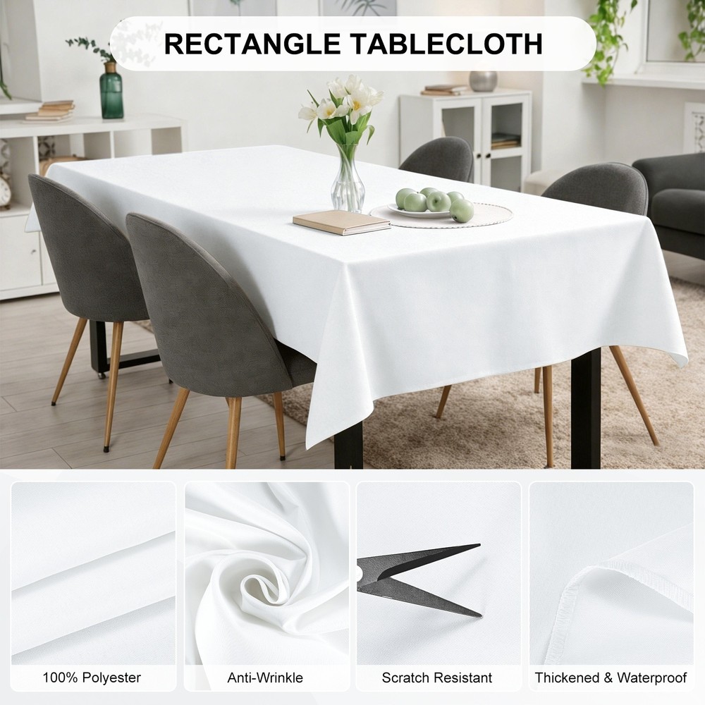 150x300cm Rectangle Tablecloth, Thickened Polyester Table Cloth Pure White