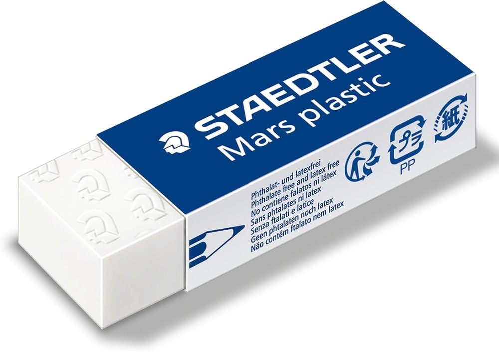 Mars Plastic Vinyl Erasers (4-Pack), White Erasers for Clean & Precise Results