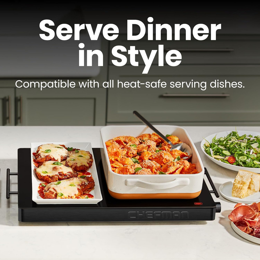 Electric Warming Tray with Adjustable Temperature Control, Perfect for Buffets,