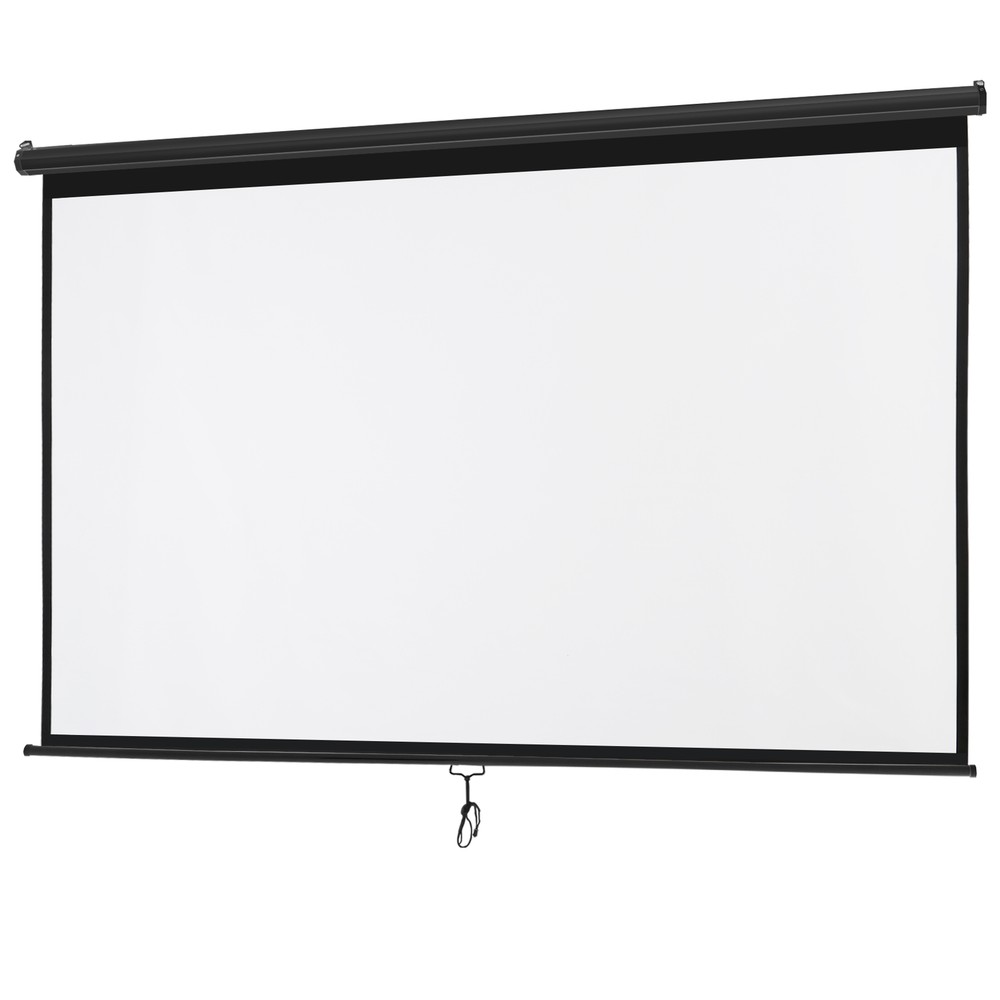 100'' Pull Down Projector Screen 16:10 4K Projection Screen Indoor Outdoor Black
