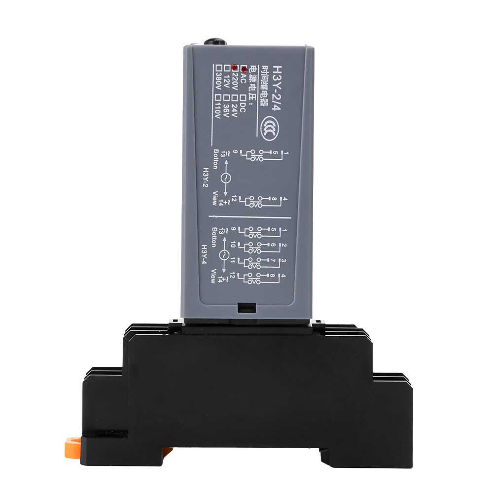 2Pcs Adjustable Digital Time Relay Cycle Time Delay Relay with Base AC 220V