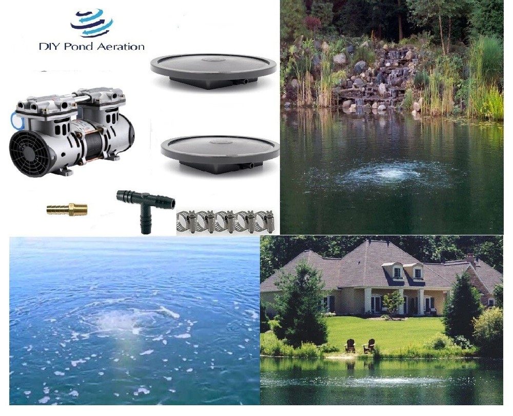 Thomas SMALL POND Aerator System w/25' WTD Hose 2 Membrane Diffusers NEW PUMP!