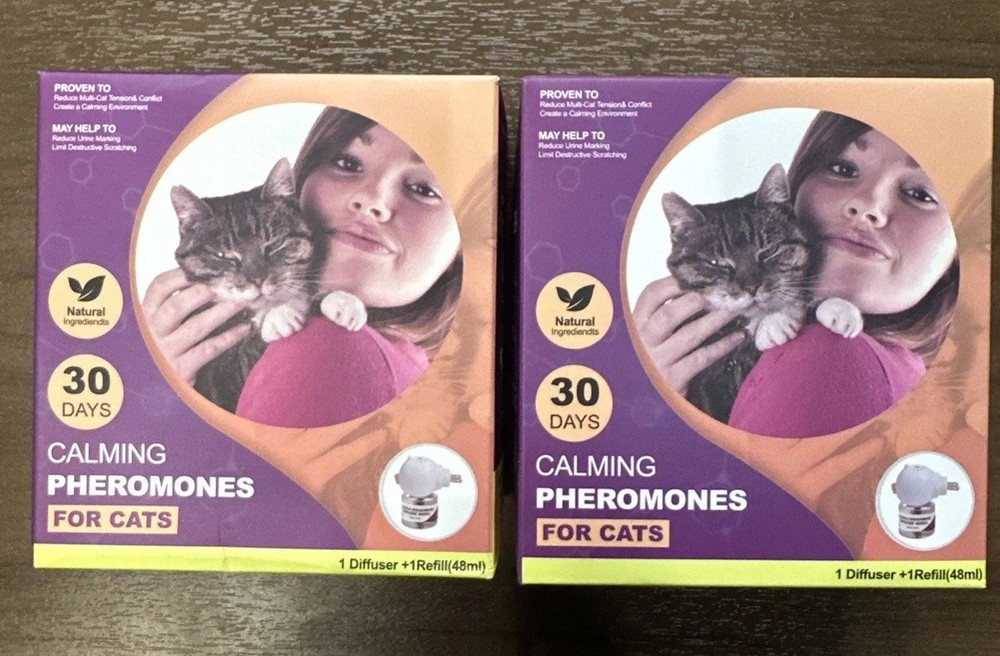 Cat Calming Pheromone Diffuser Kit – 60 Day Supply – 2 Diffusers + 2 Refills