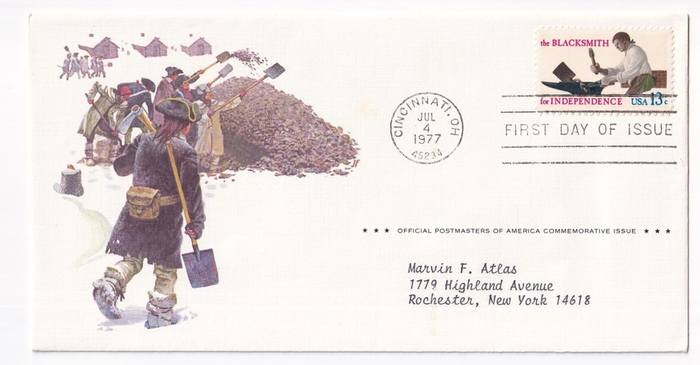 STAMP US SCOTT 1718 "Blacksmith" 13 CENT 1977 FDC - A