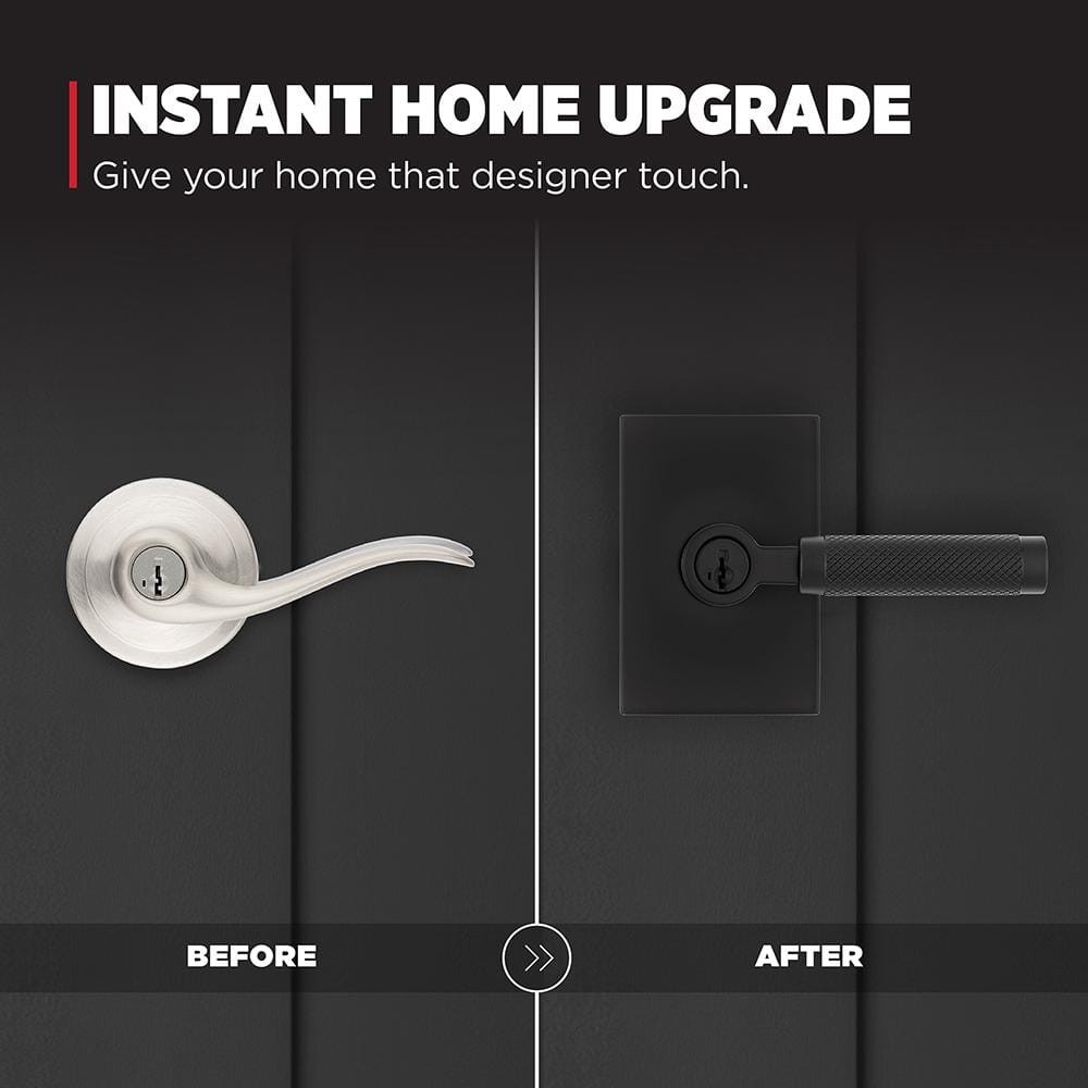 Kwikset Prava Matte Black Keyed Entry Door Handle featuring SmartKey Security