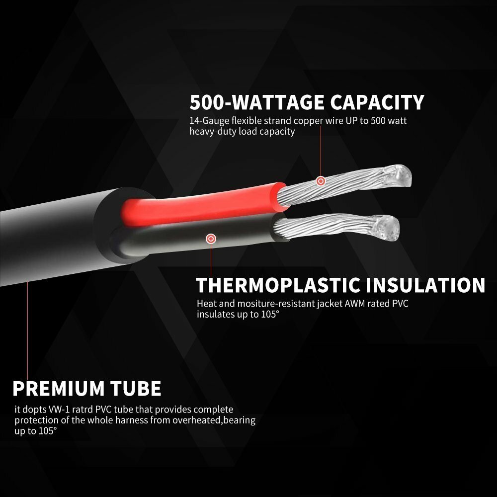 2-Lead Wiring Harness Kit ON-OFF Rocker Switch 12V Relay LED Work Light Pods Bar