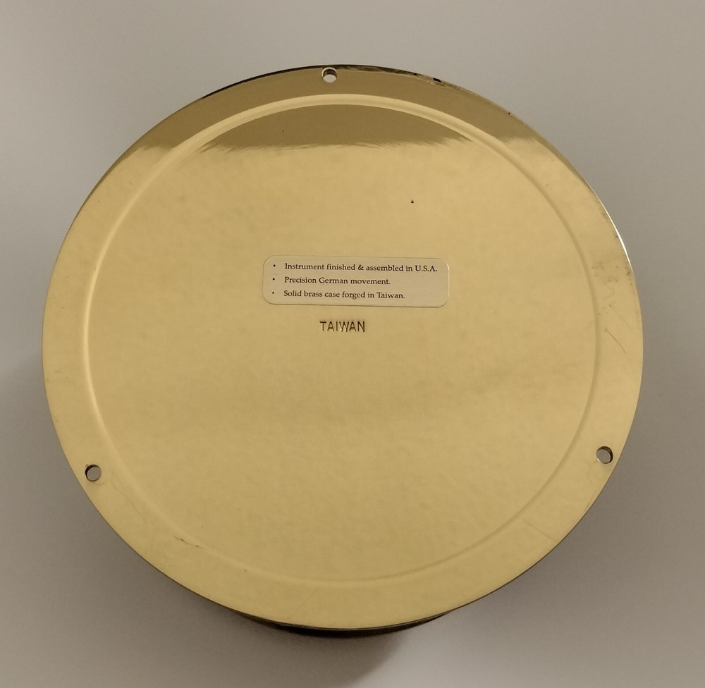 BRASS WEST MARINE BAROMETER & CLOCK, WORKING CONDITION.