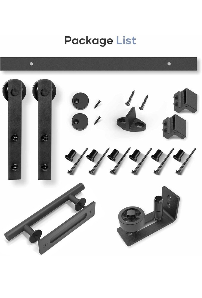 EaseLife 8 ft Sliding Barn Door Hardware Track Kit Basic J Pulley Quiet Smooth