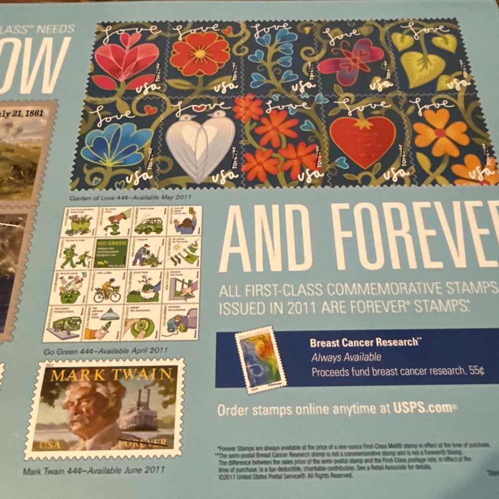 Vintage USPS POSTAGE STAMP Advertising Poster 16.5 X 14 2011 Stamps Civil War