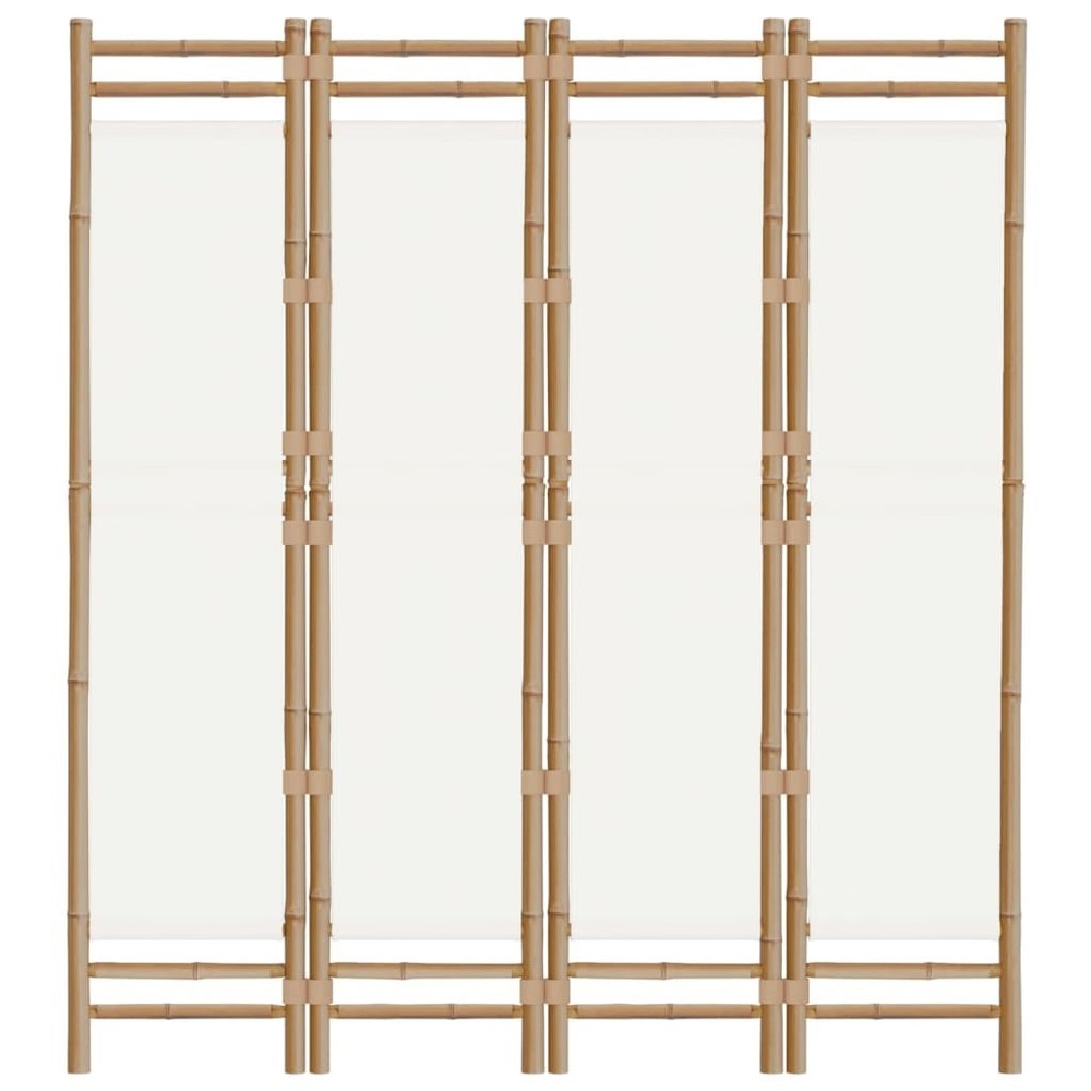 Folding 4-Panel Room Divider 63" Bamboo and Canvas