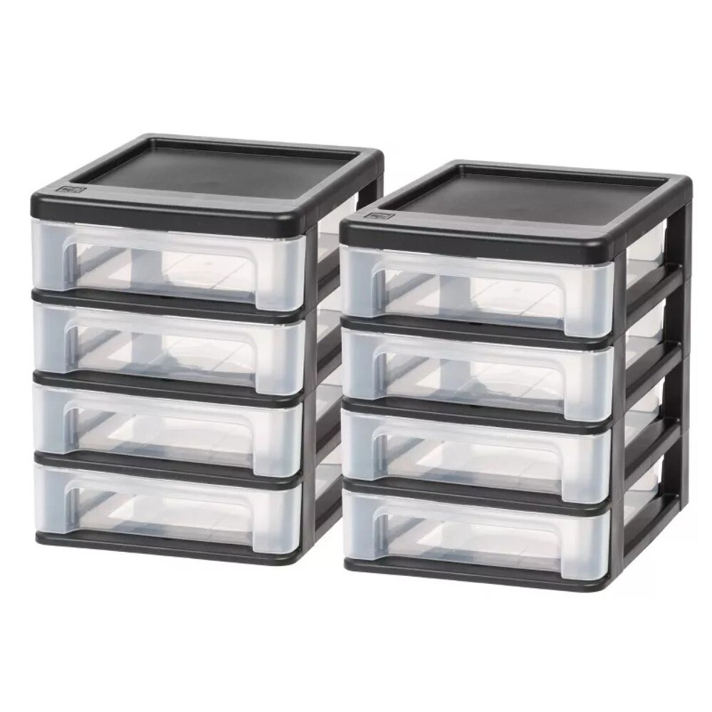 2pk 4 Drawer Desktop Organizer: Plastic Stackable Storage &Utility Drawers