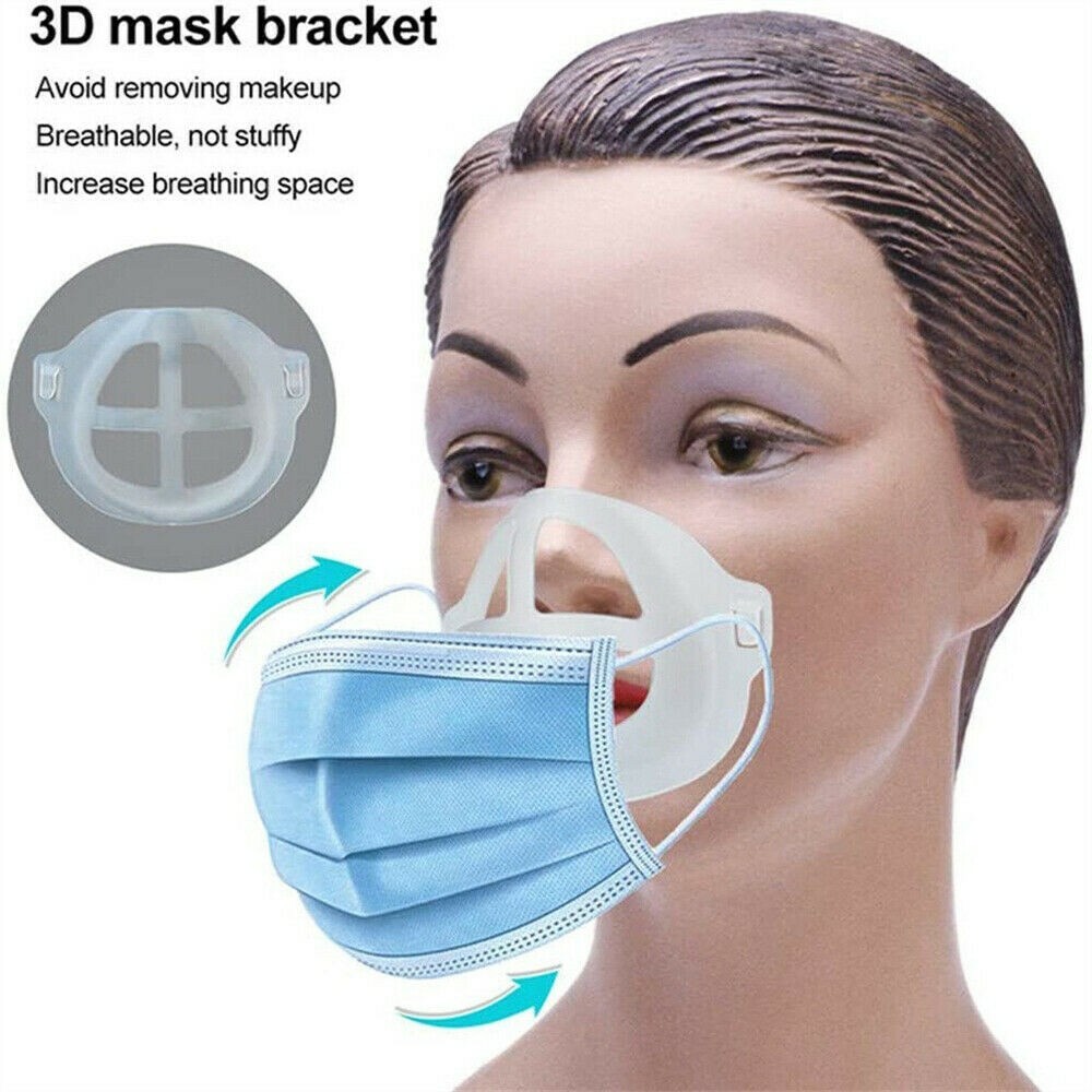 8 PCS 3D Face Mask Bracket & 4 Pcs Double Layer Black Reusable Face Mask