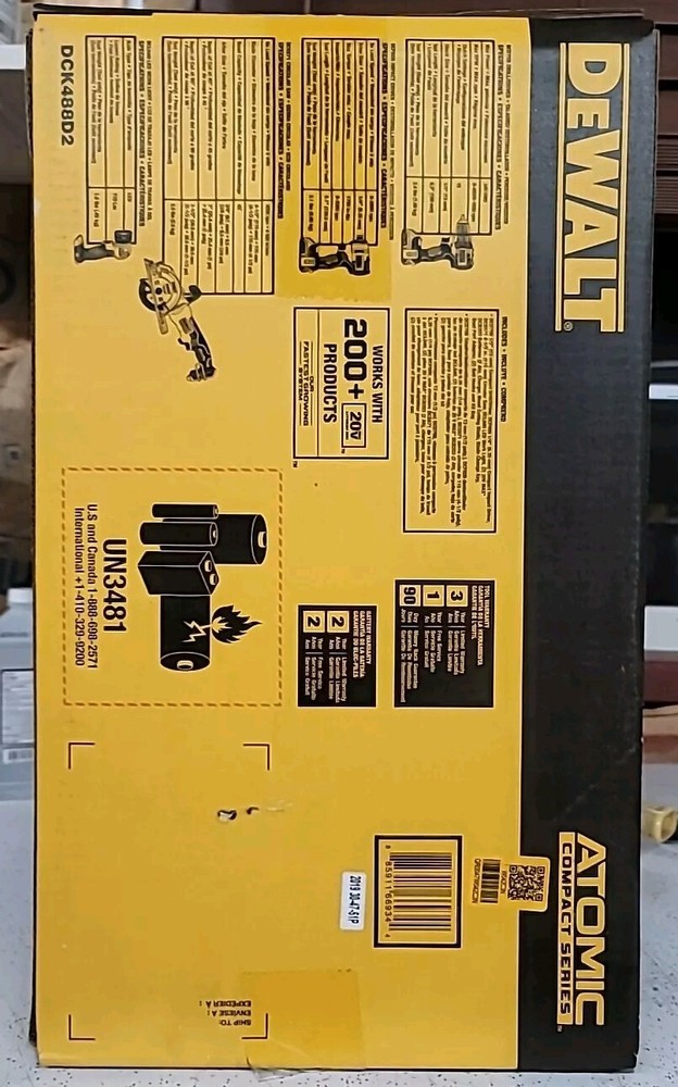 DeWALT DCK488D2 20V MAX ATOMIC Lithium-Ion Brushless 4 Tool Combo Kit /Battery's