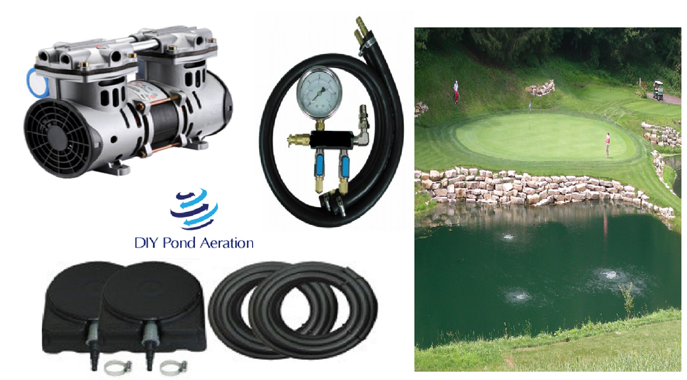 NEW LARGE Pond Aerator System 200' WTD Hose 2-Diffusers-Complete KIT 1/2 hp PUMP
