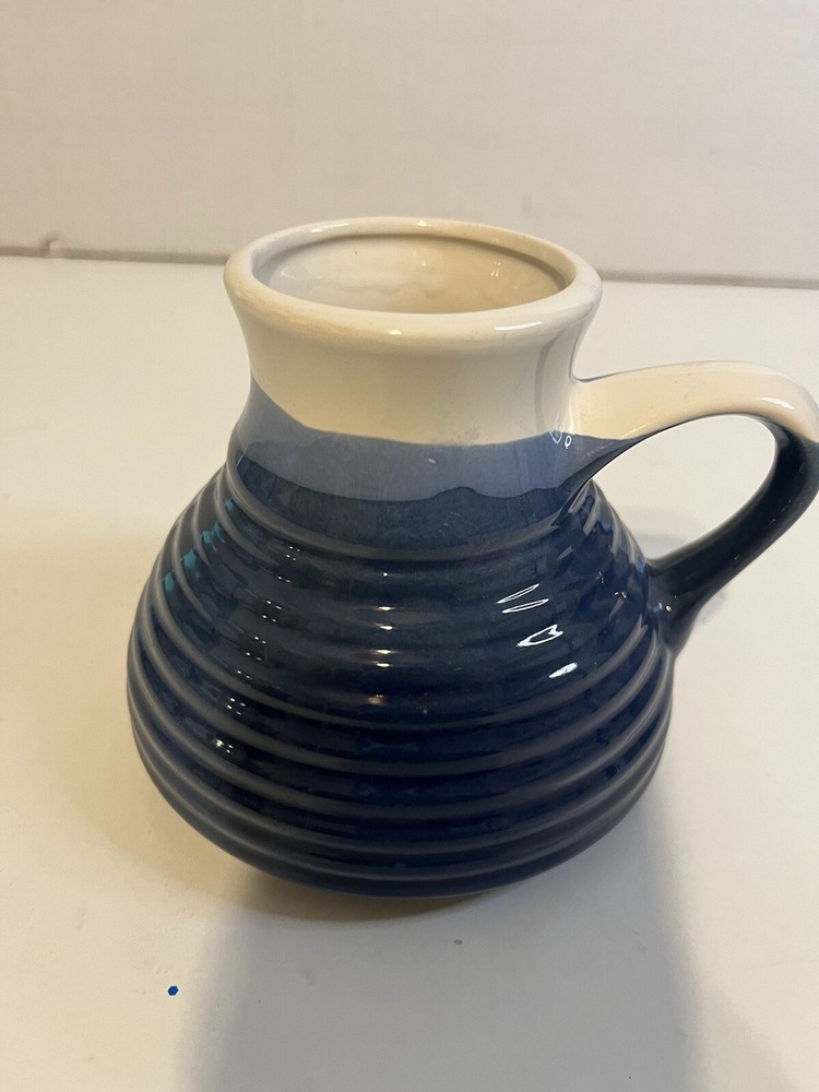 Blue No Spill Wide Base Coffee Mug, Stoneware, Handmade