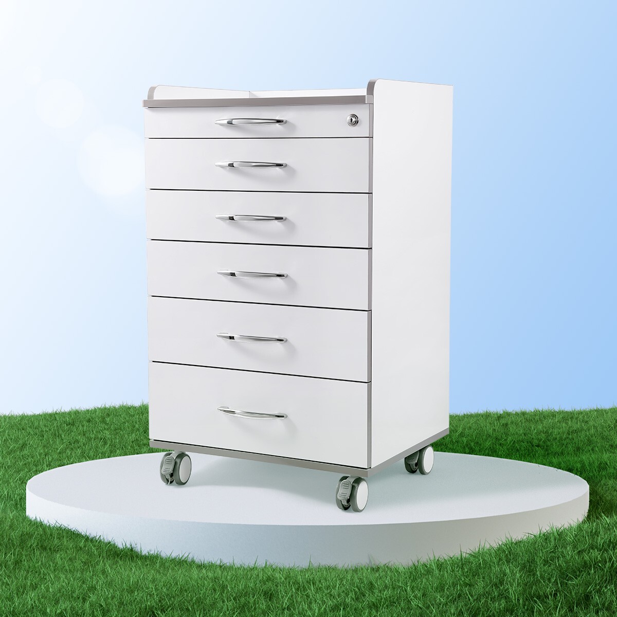 5 Drawers Dental Lab Mobile Cabinet Assistant Cart Medical Utility Storage Cart